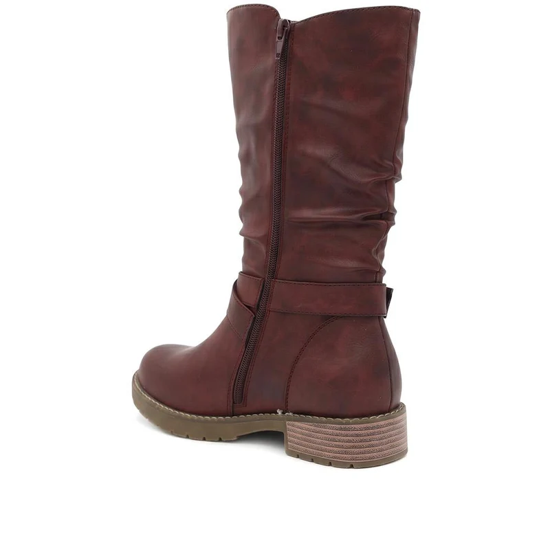 EasyFit Extra Wide Slouched Calf Length Boots - CHARLINE / 329 765 - Burgundy