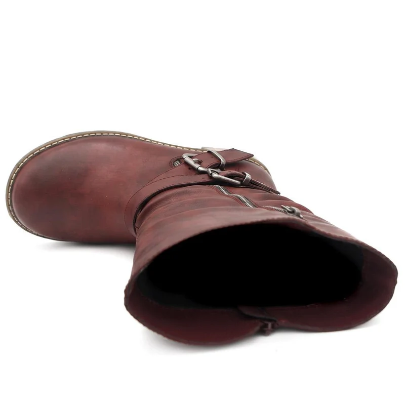 EasyFit Extra Wide Slouched Calf Length Boots - CHARLINE / 329 765 - Burgundy