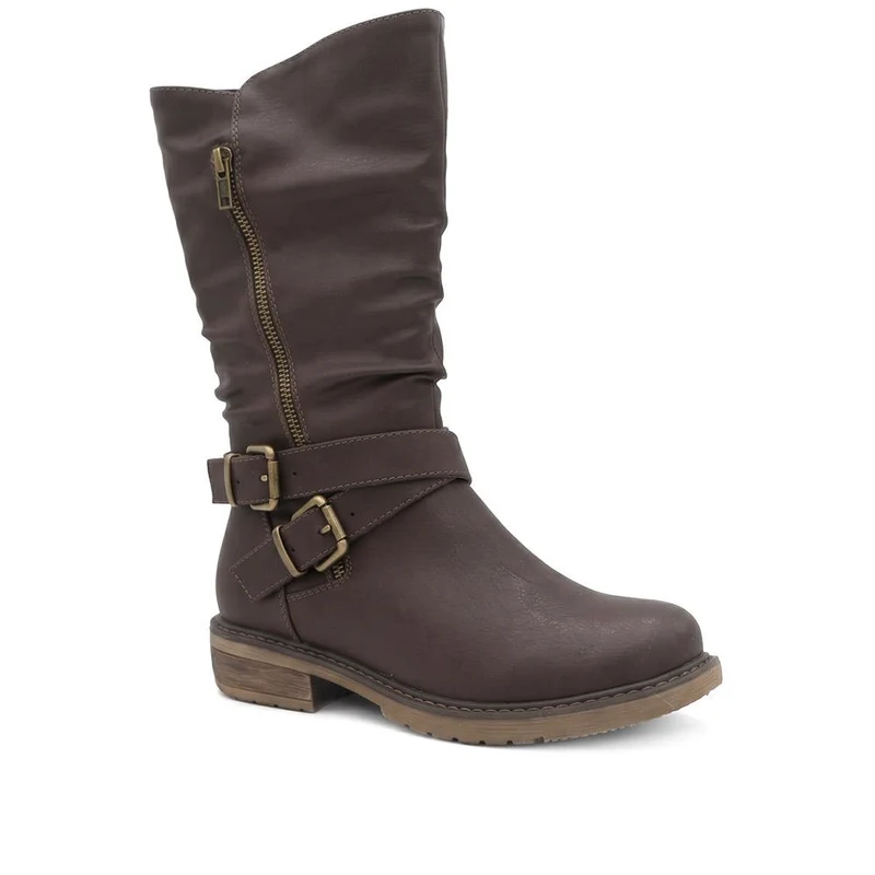 Wide Fit Zip Fasten Slouch Boots - WBINS42093 / 328 121