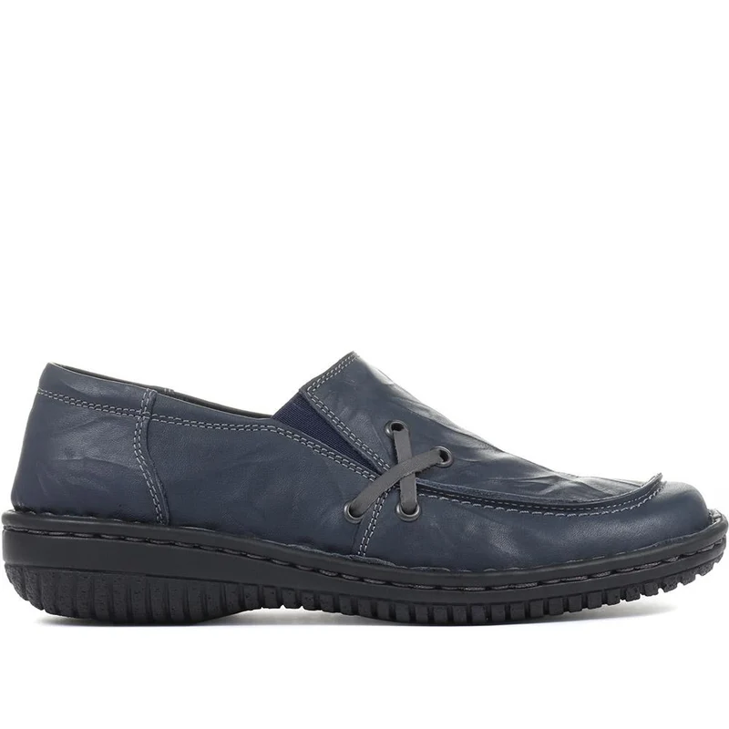 Leather Slip On Shoes - HAK32019 / 319 116 - Navy