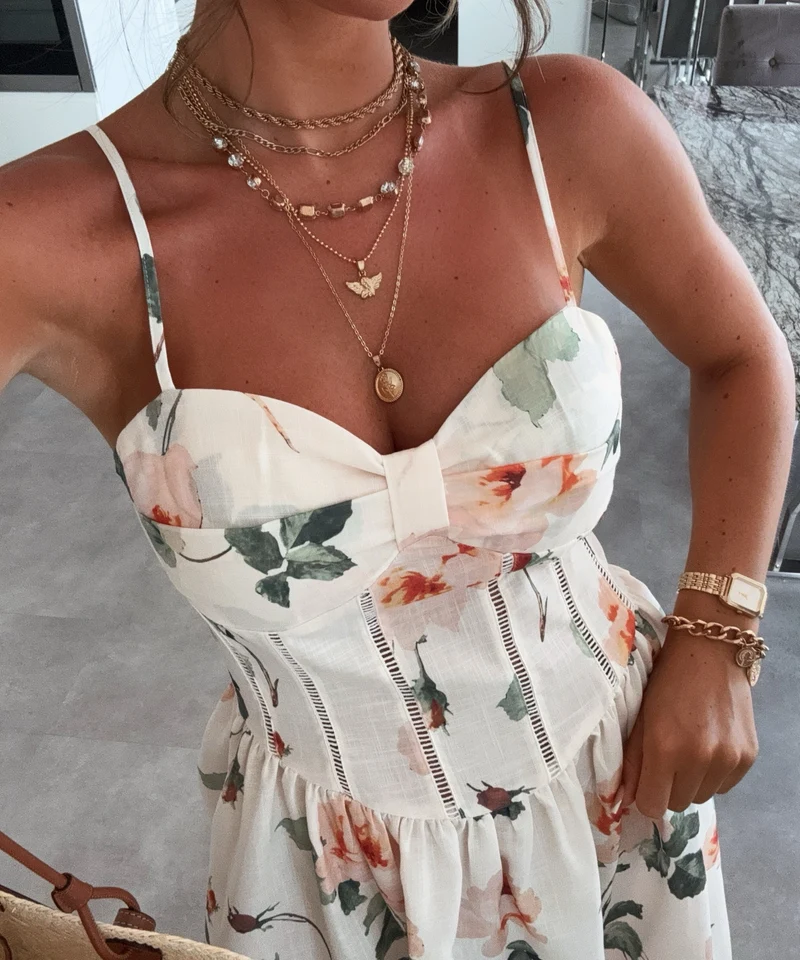 Leinen-Baumwoll Mini Kleid Belami Creme