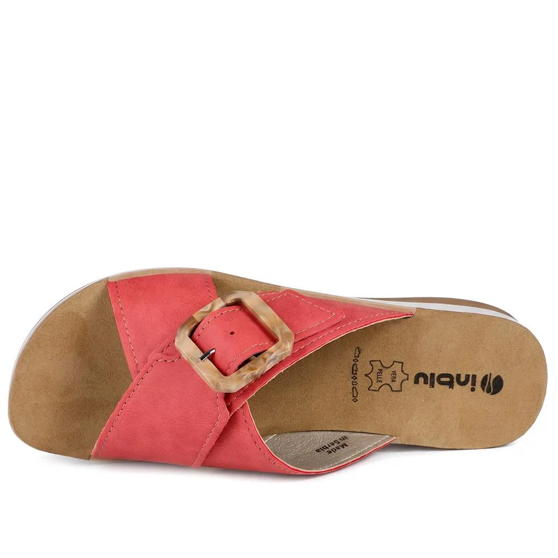 Inblu Wedge Heel Strappy Mule Sandals - INB43064 / 330 714 - Red