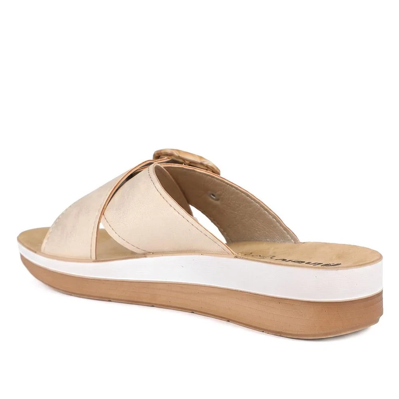 Inblu Wedge Heel Strappy Mule Sandals - INB43064 / 330 714 - Beige