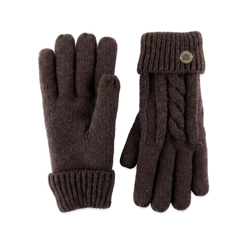 Warm Cable Knit Gloves - YIWU42008 / 328 134 - Chocolate