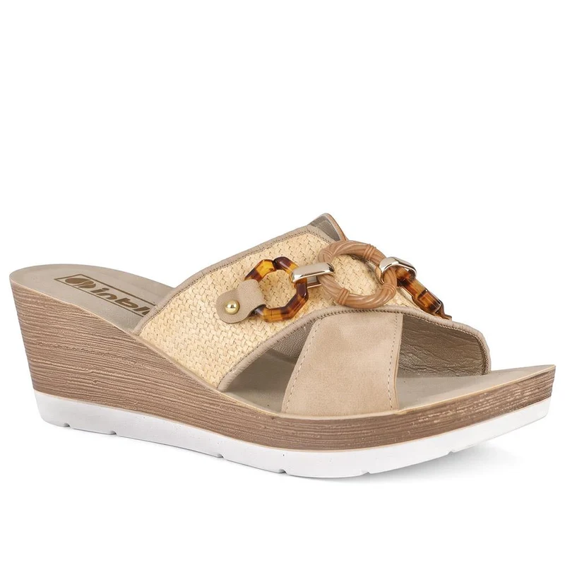 Inblu Art Wedge Heel Strappy Sandals - INB43061 / 330 711 - Beige