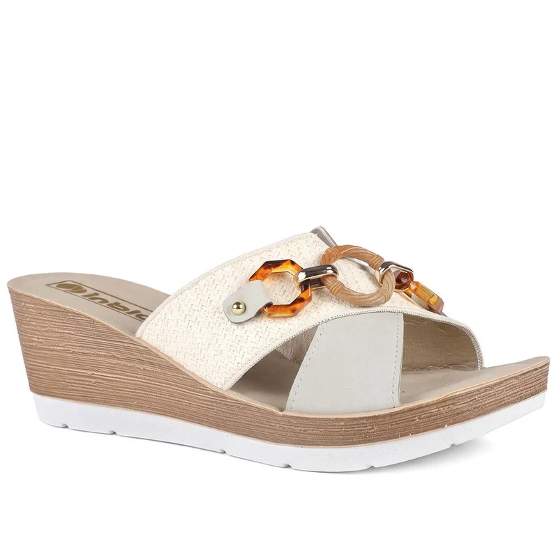Inblu Art Wedge Heel Strappy Sandals - INB43061 / 330 711 - Silver