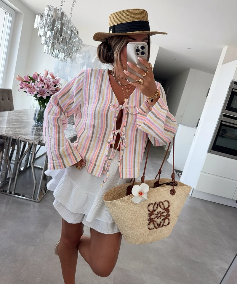 Musselin Bluse Molani Streifen Bunt