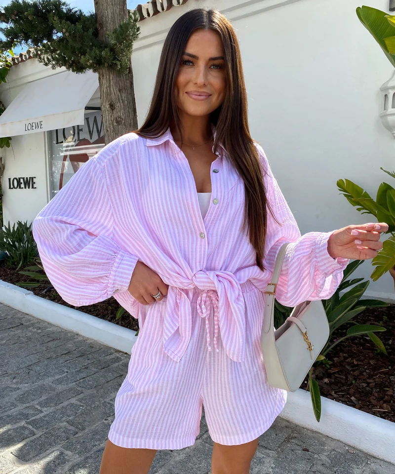 Musselin Set Ronja Streifen Rosa
