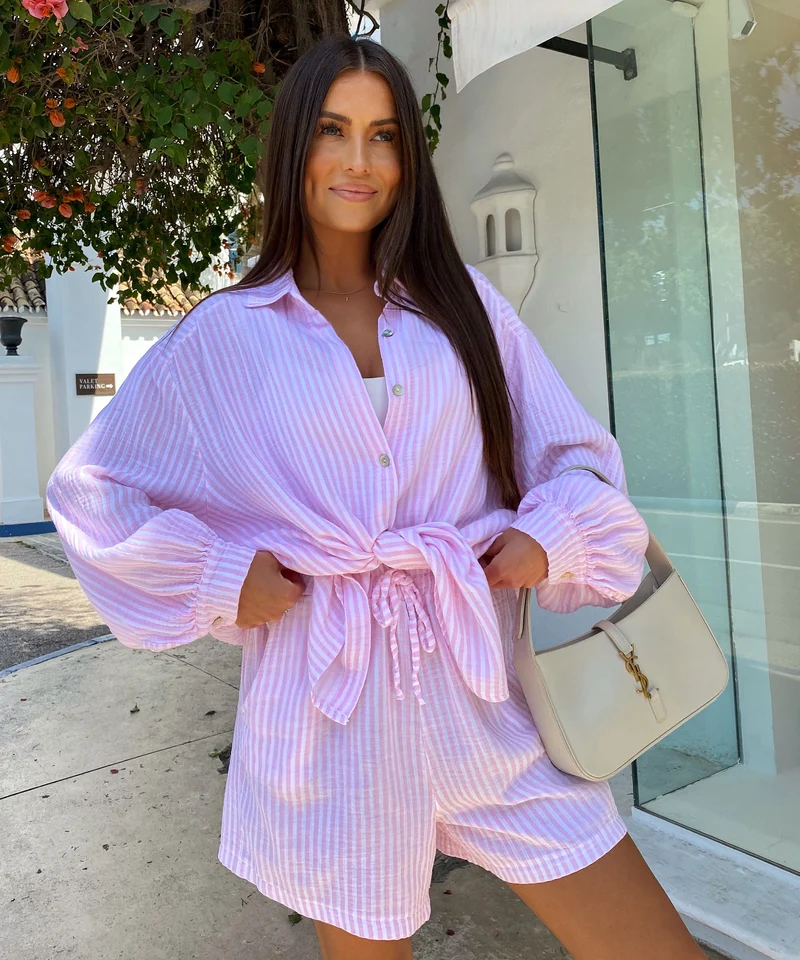 Musselin Set Ronja Streifen Rosa