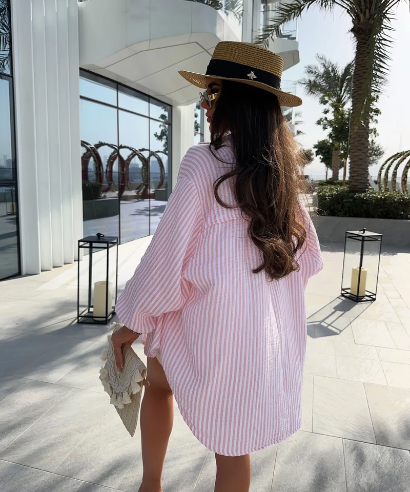 Musselin Set Ronja Streifen Rosa