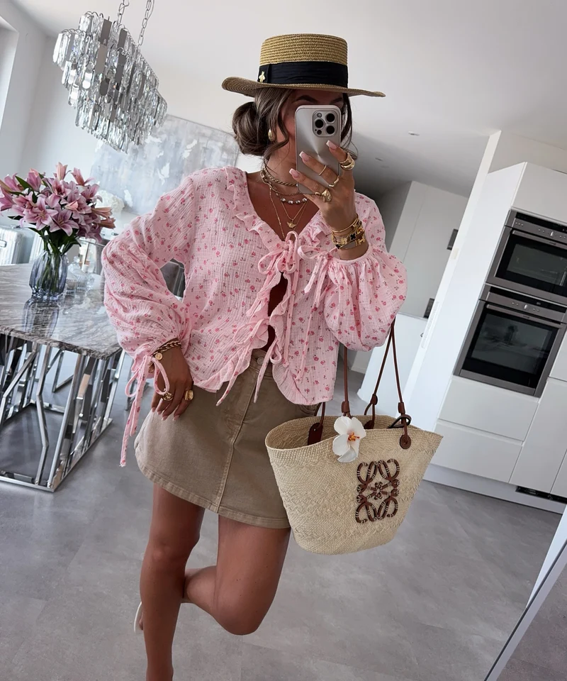 Musselin Bluse Solea Rosa