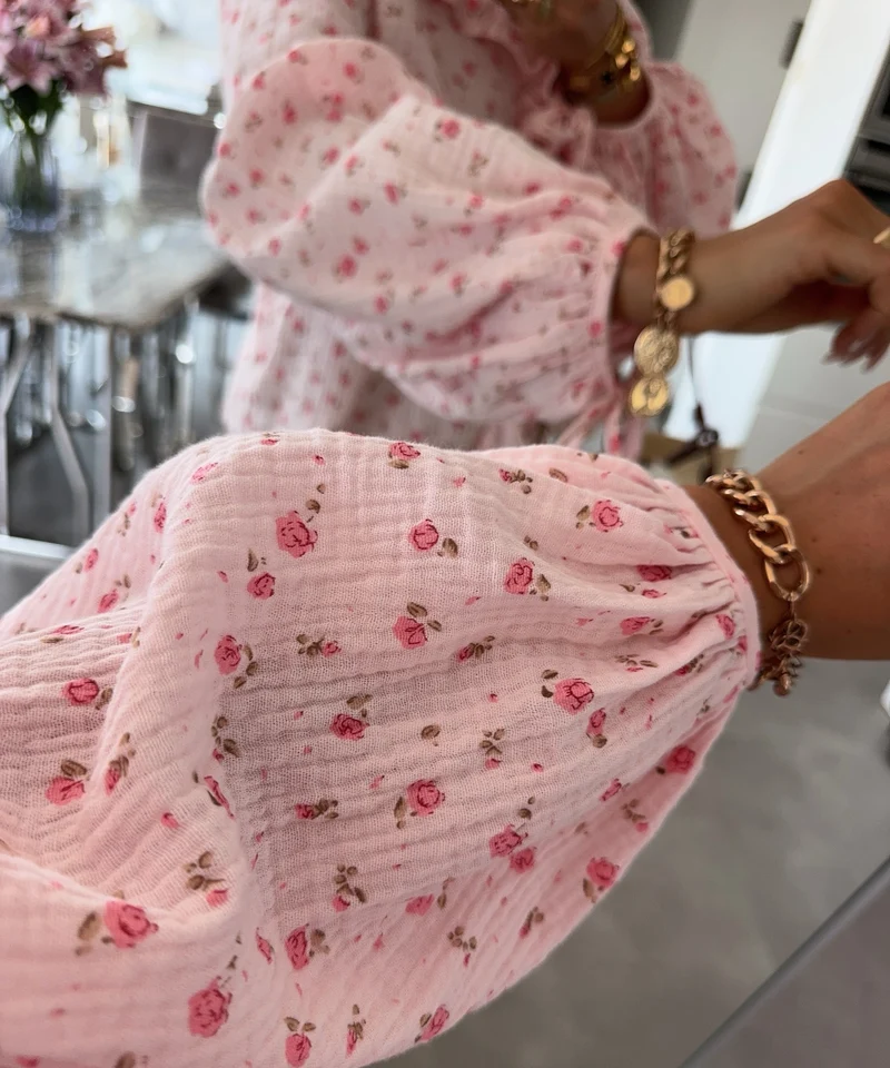 Musselin Bluse Solea Rosa