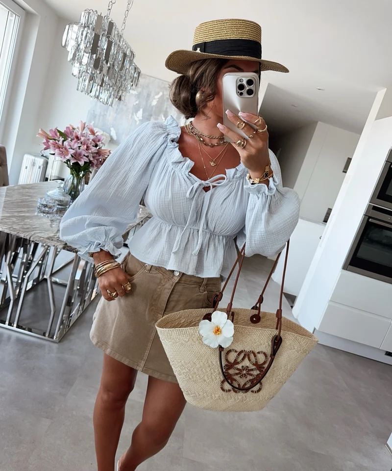 Musselin Bluse Evanthe Hellblau
