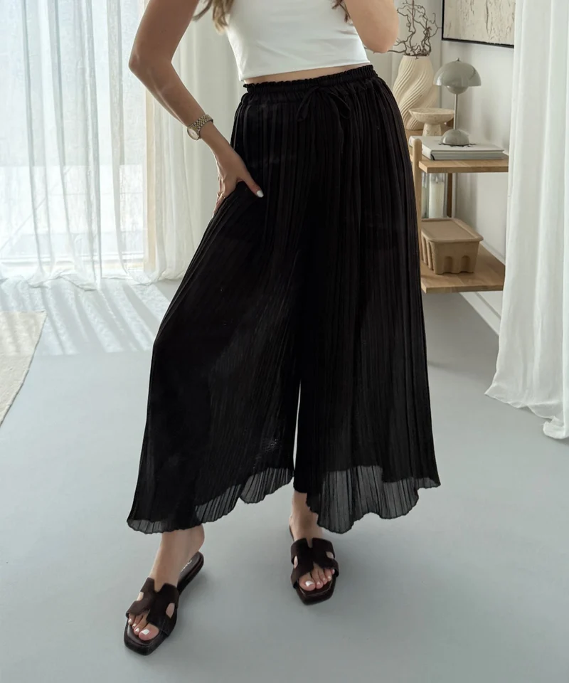 Plissee Hose Mira Schwarz