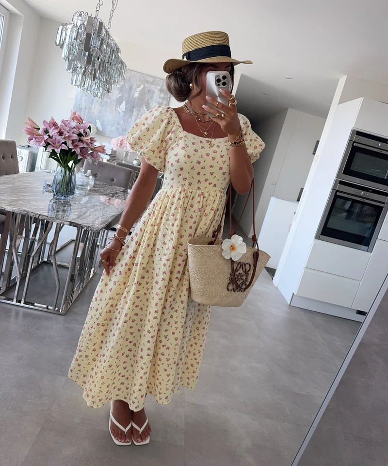Musselin Maxi Kleid Selya Gelb