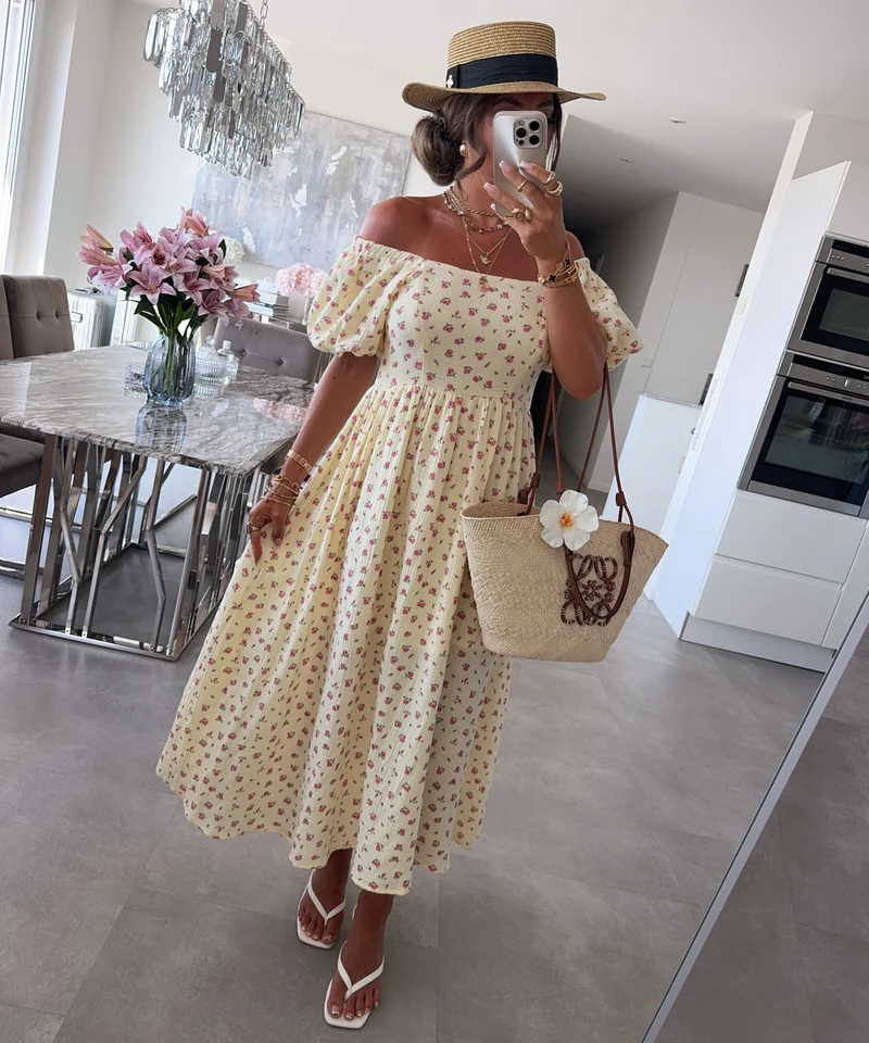 Musselin Maxi Kleid Selya Gelb