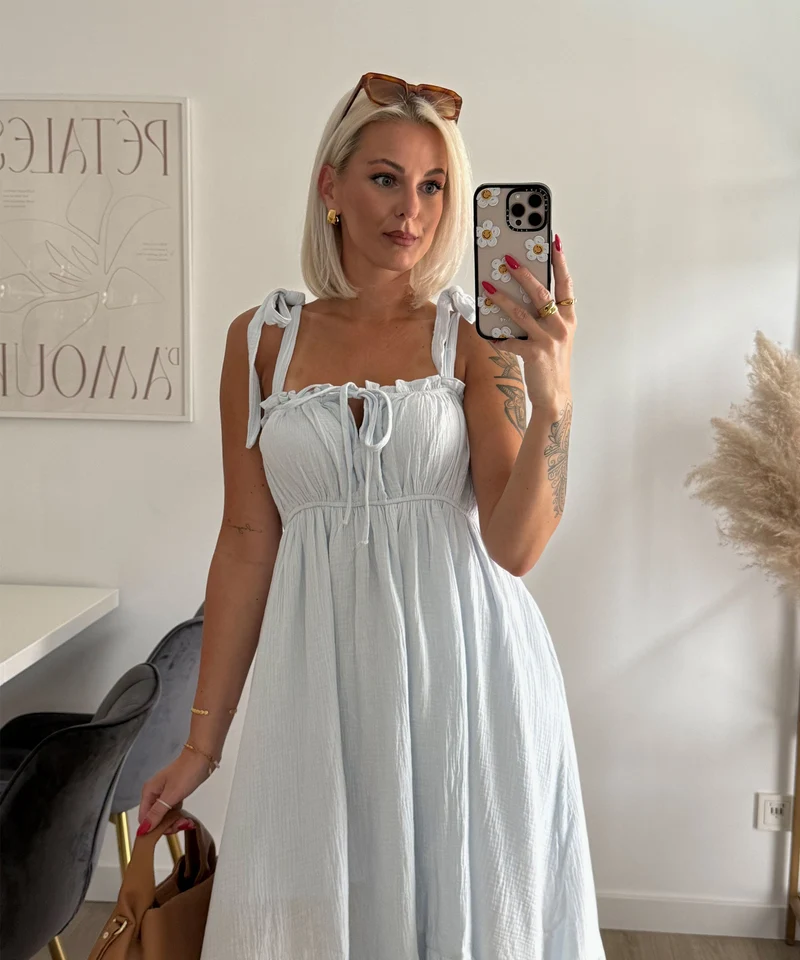 Musselin Maxi Kleid Taika Hellblau