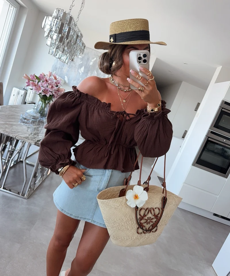 Musselin Bluse Evanthe Braun