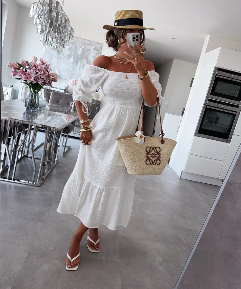 Musselin Kleid Calissa Weiß