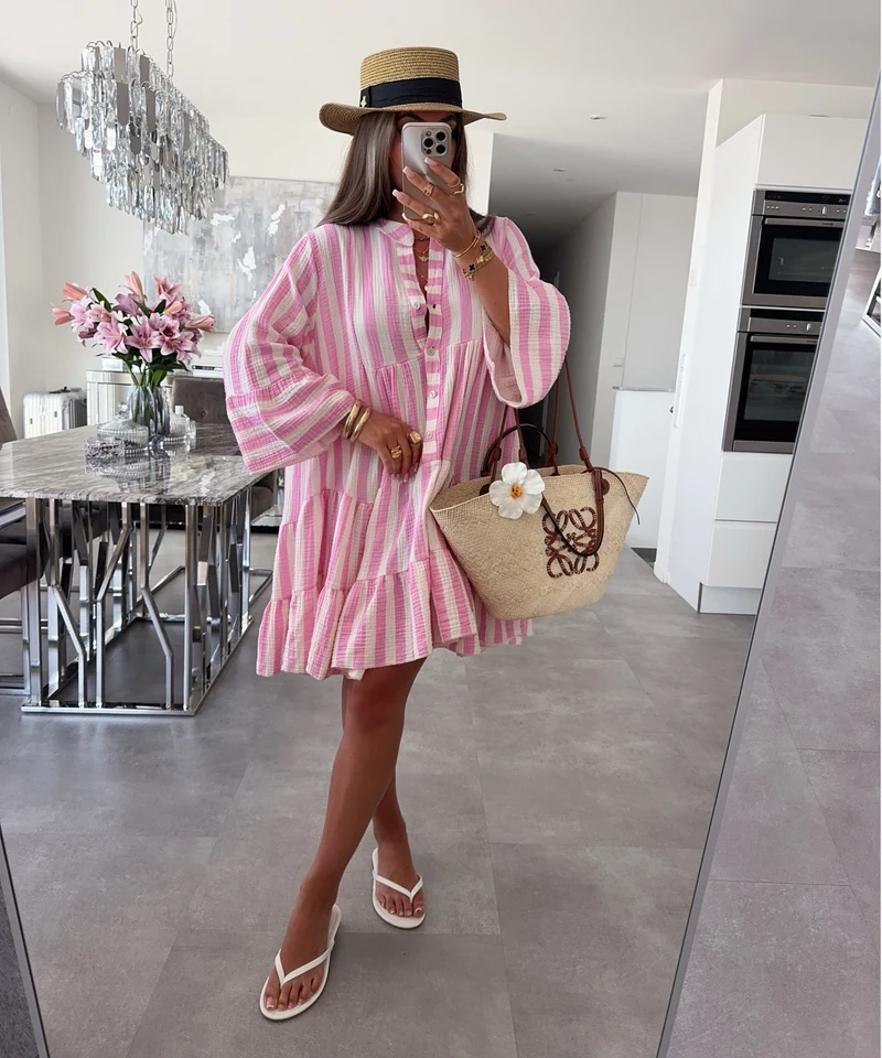Musselin Kleid Kali Rosa