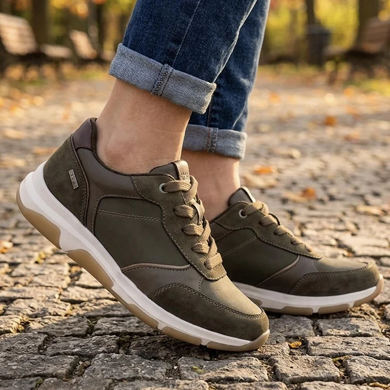 Lightweight Water Resistant Lace Up Trainers - WBINS44037 / 329 870 - Olive
