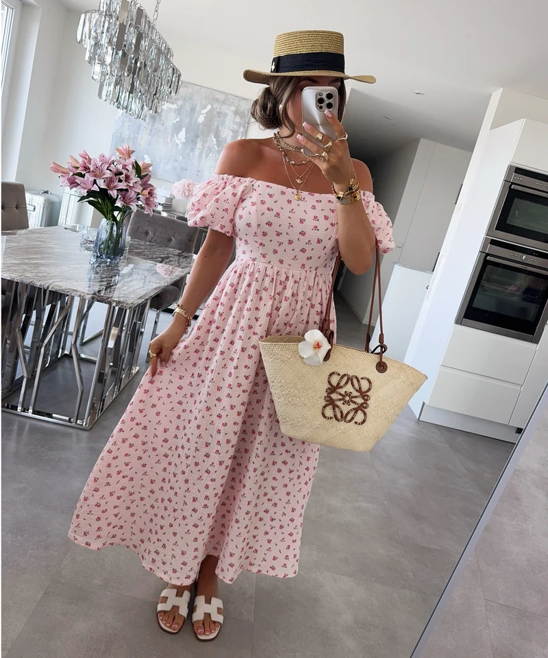 Musselin Maxi Kleid Selya Rosa