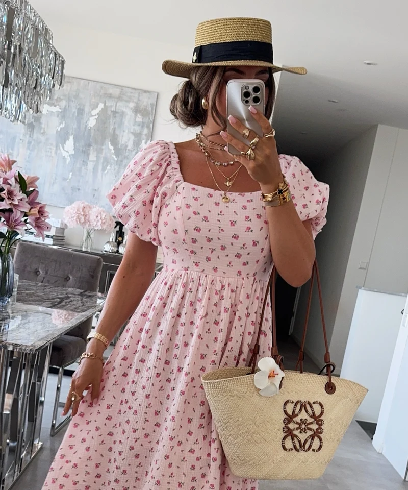 Musselin Maxi Kleid Selya Rosa