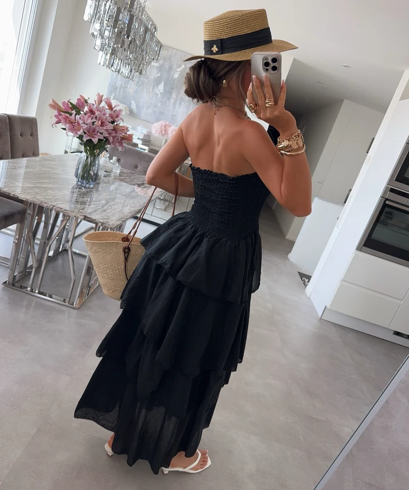 Baumwoll Kleid Karolina Schwarz