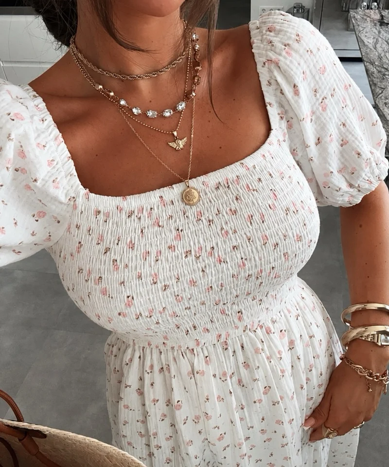 Musselin Maxi Kleid Balina Weiß