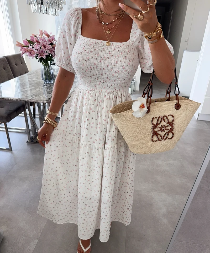 Musselin Maxi Kleid Balina Weiß