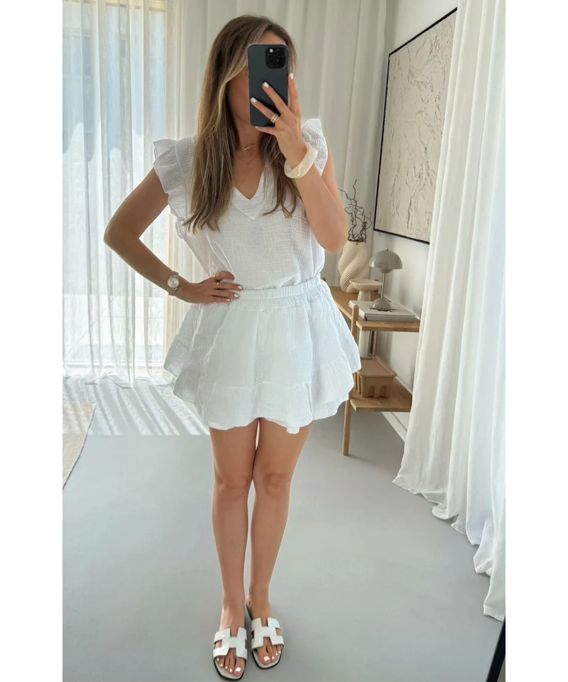 Musselin Top Lidia Weiß
