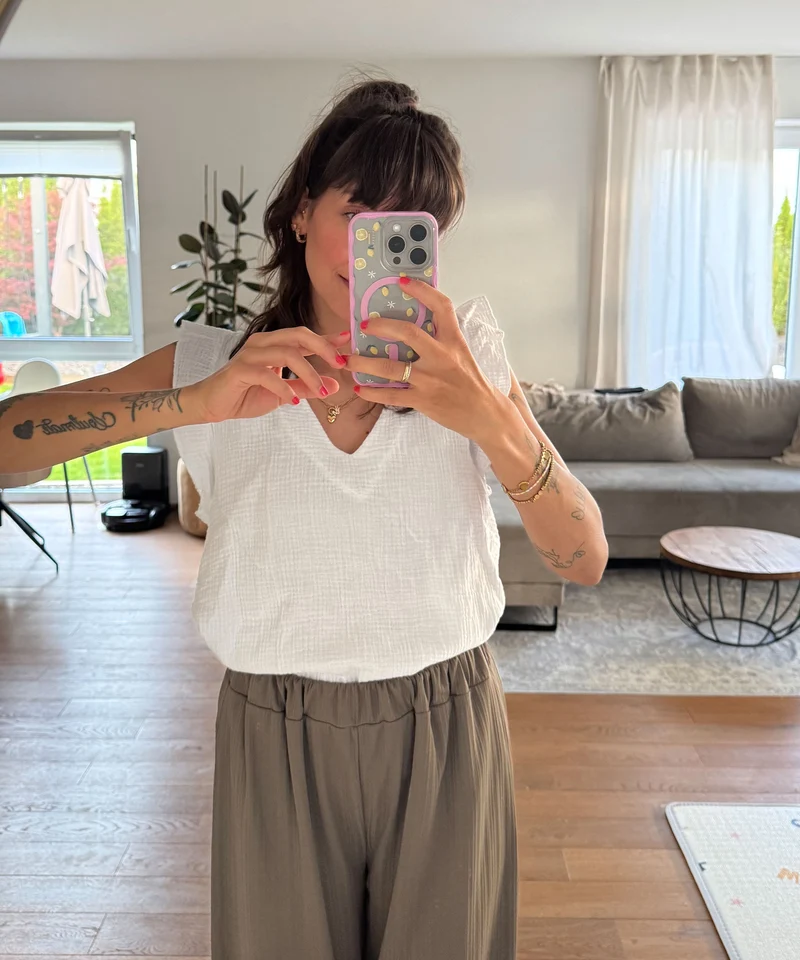 Musselin Top Lidia Weiß