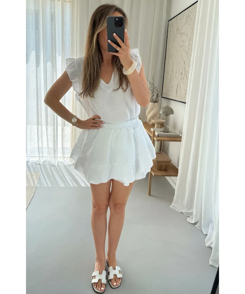 Musselin Top Lidia Weiß