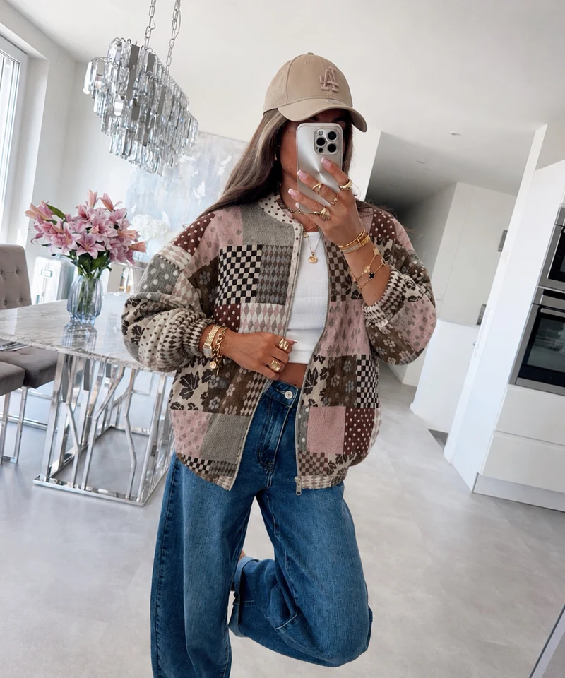Patchwork Jacke Verona Taupe