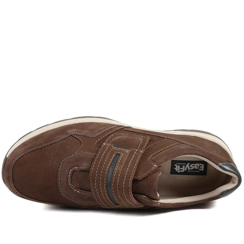 Extra-Wide Stretch Touch-Fasten Shoes - GUY / 326 966 - Brown