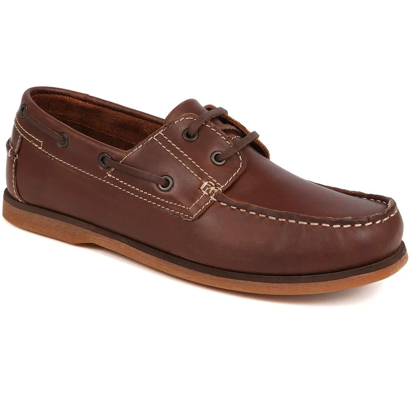 Wide Fit Leather Boat Shoes - SHAFI35003 / 321 523 - Brown