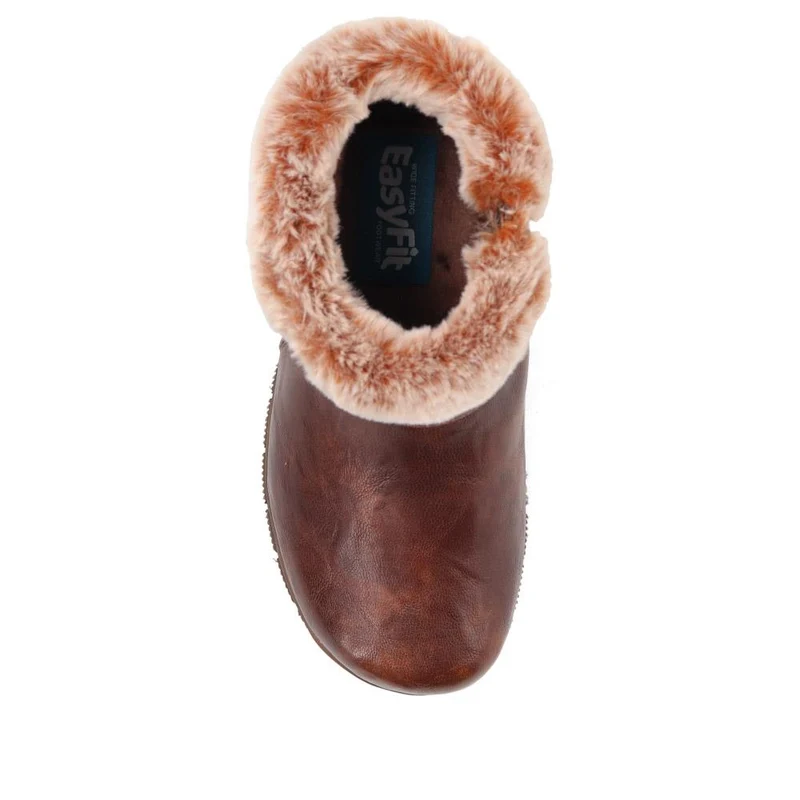 Extra-Wide Faux-Fur Cuff Ankle Boots - BELL / 326 119 - Brown