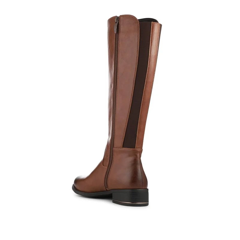 Elastic Fitting Zip Up Long Boots - WOIL42049 / 328 361 - Cognac