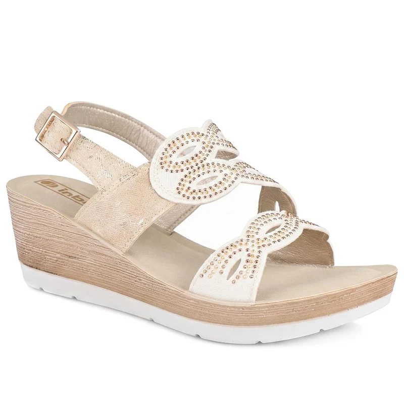 Inblu Wedge Sandals With Rhinestones - INB43051 / 330 370 - Gold
