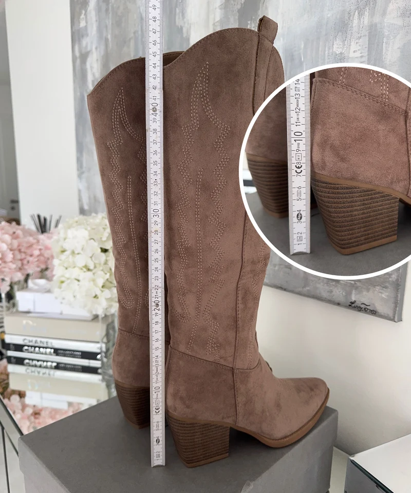 Cowboy Stiefel Selenay Taupe Hoch