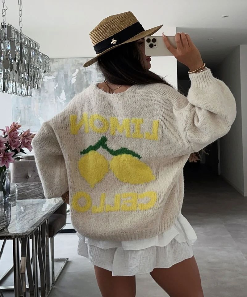 Print Cardigan Limoncello Beige