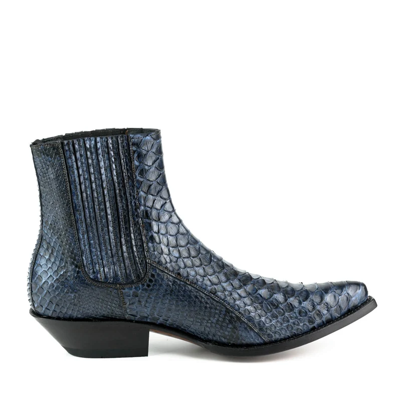 Exotische Stiefeletten Herren 2575 Exotisches Leder Blau