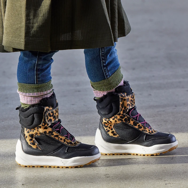 Malik Midcut Boot Kids - Black/Brown Leo