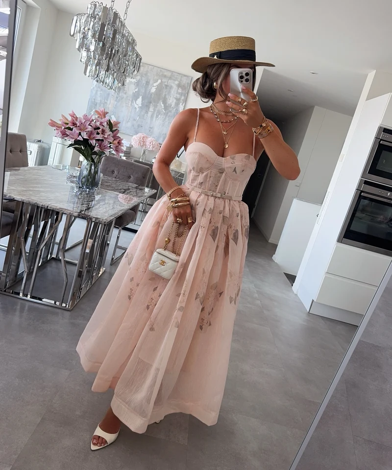 Maxi Baumwoll-Leinen Kleid Rafaela Rose