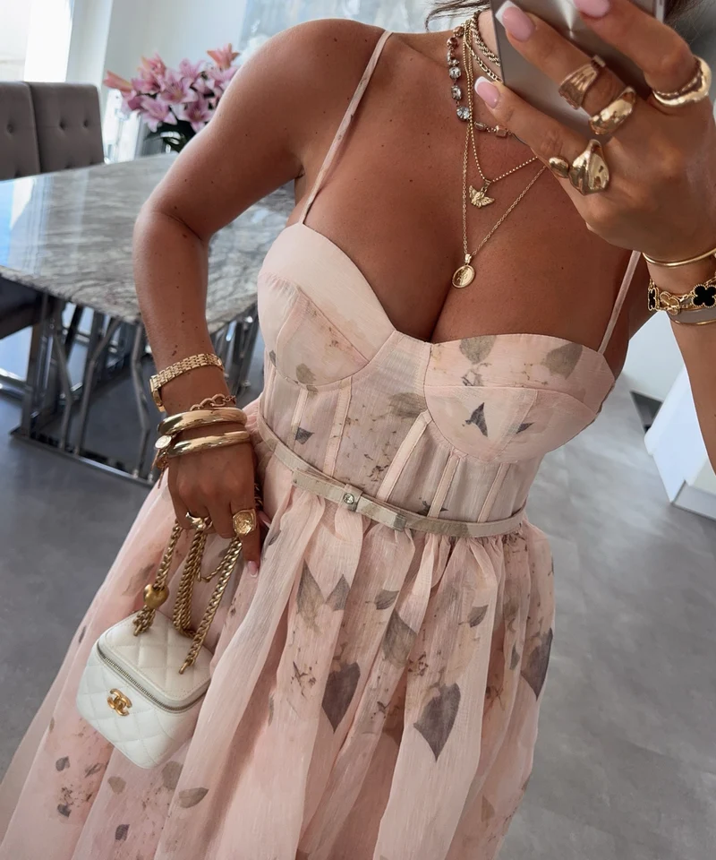 Maxi Baumwoll-Leinen Kleid Rafaela Rose
