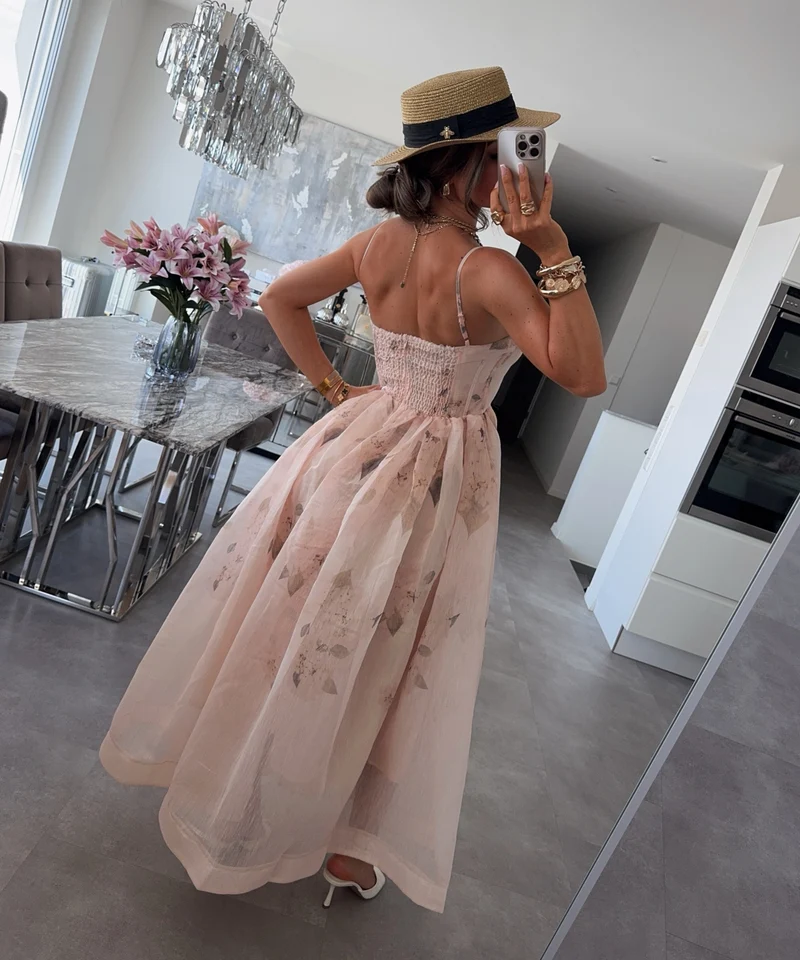 Maxi Baumwoll-Leinen Kleid Rafaela Rose