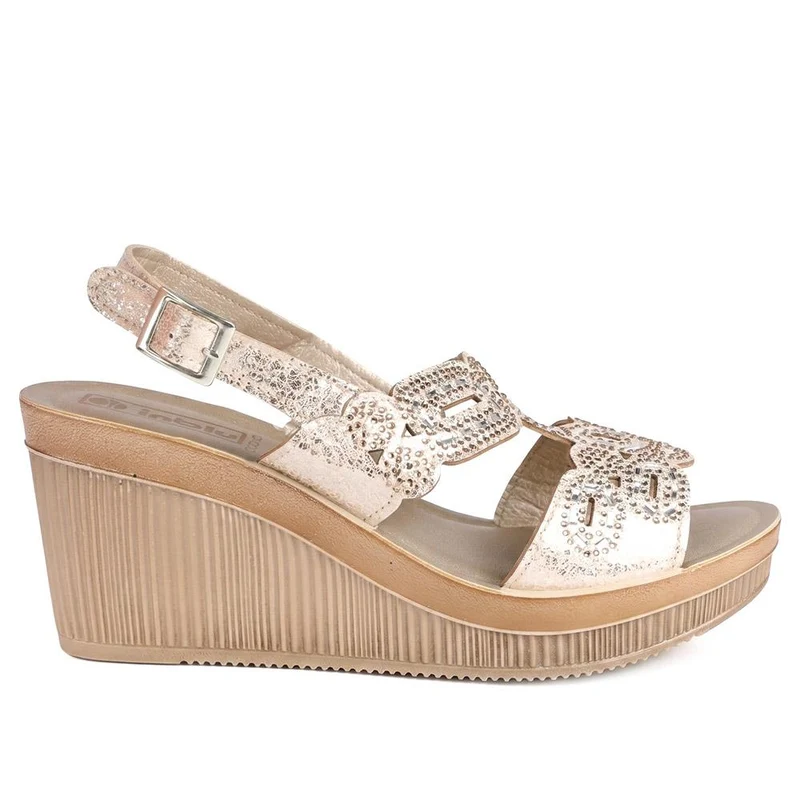 Inblu Wedge Heel Slingback Sandals - INB43048 / 330 367 - Soft Gold