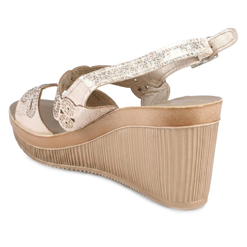 Inblu Wedge Heel Slingback Sandals - INB43048 / 330 367 - Soft Gold