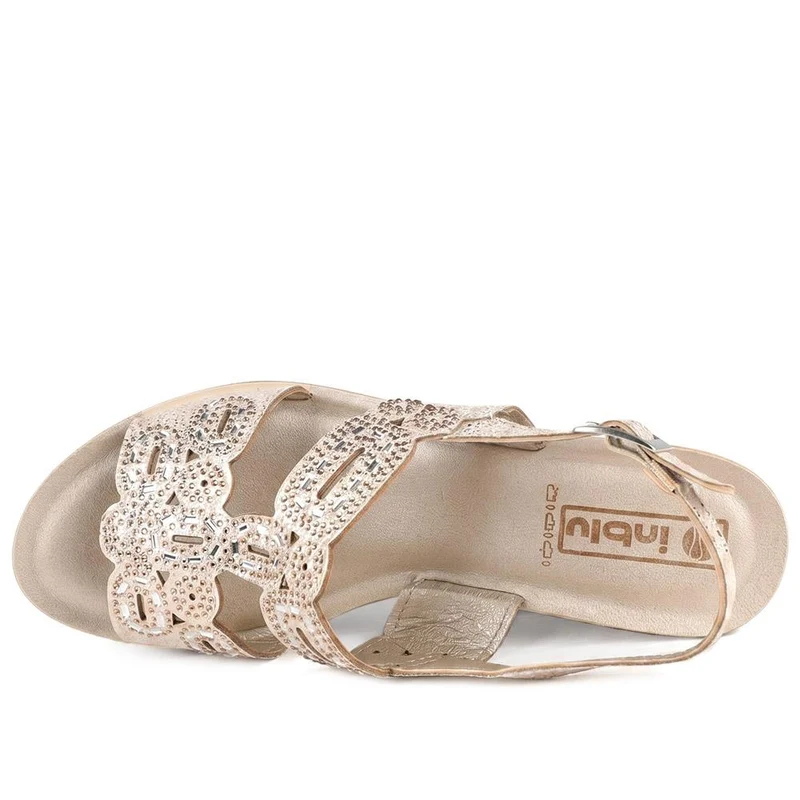 Inblu Wedge Heel Slingback Sandals - INB43048 / 330 367 - Soft Gold
