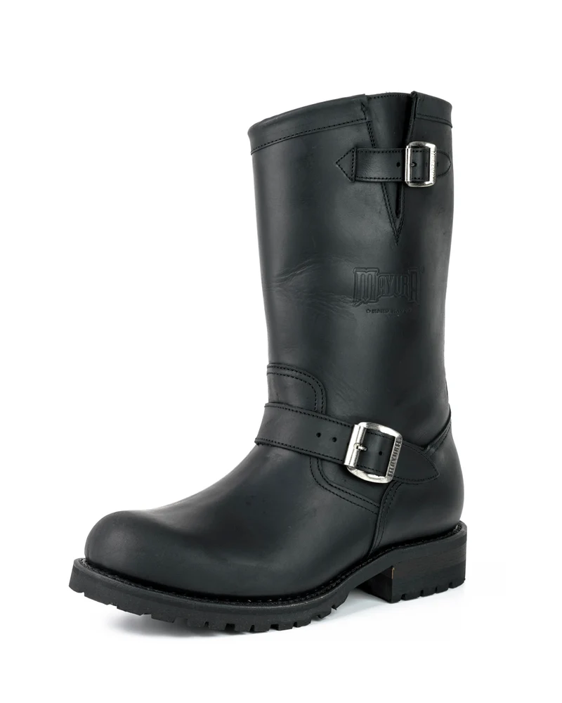 Herren- und Damen-Biker-Motard-Stiefel 18 aus schwarzem Leder